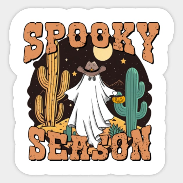 Spooky Season, Halloween Cowboy Ghost , Cute and Scary Halloween Sticker by JasonShirt